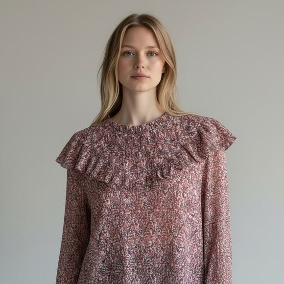 J. Crew Tops - J Crew Crinkle Chiffon Detail Top in Floral Fields New Size Large Blouse